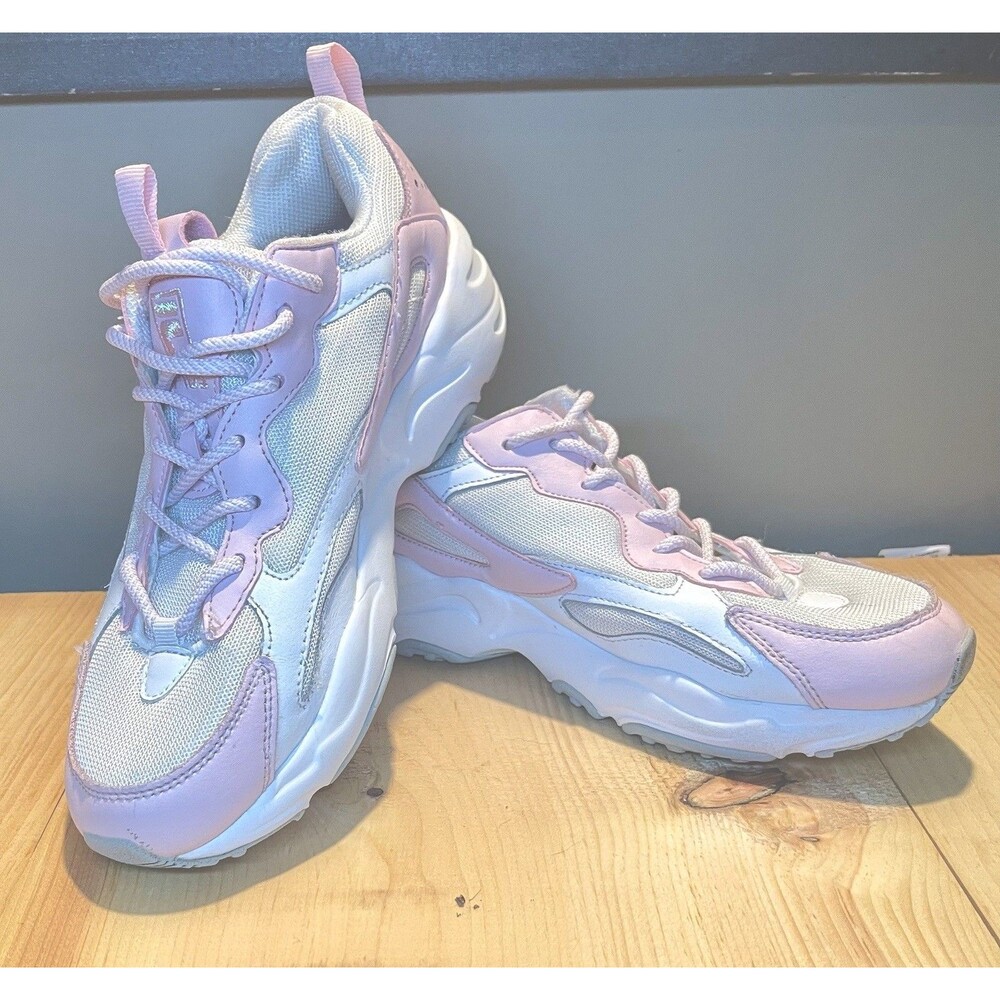 Fila Ray Tracer IRI  US Sz 9.5 White Pink Chunky Platform Sneakers Mesh Athletic